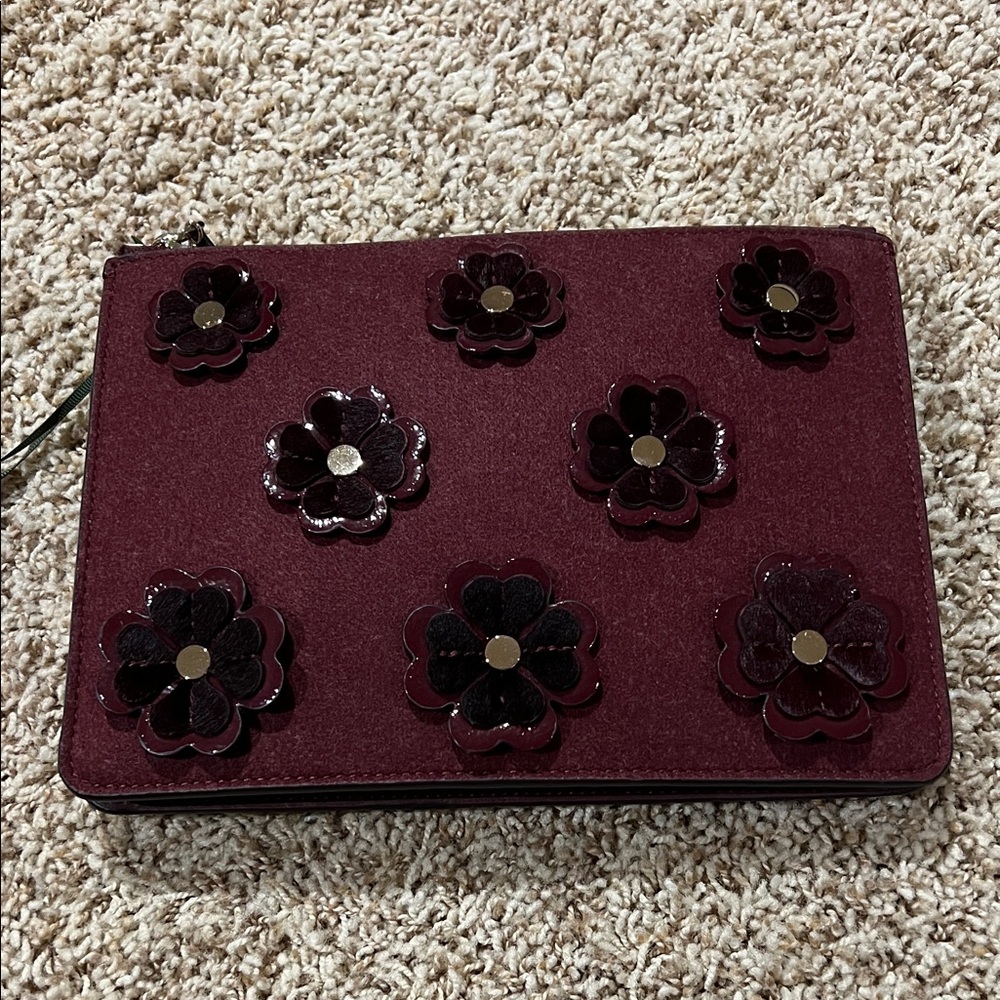 Kate Spade Floral Burgundy Clutch